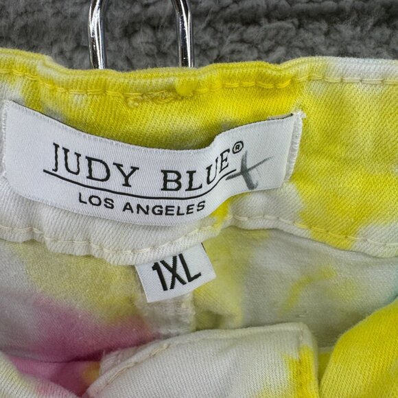 Judy Blue Tie-Dye High-Waisted Denim Cut Off Shorts Size 1XL Beach Colorful - Picture 3 of 4